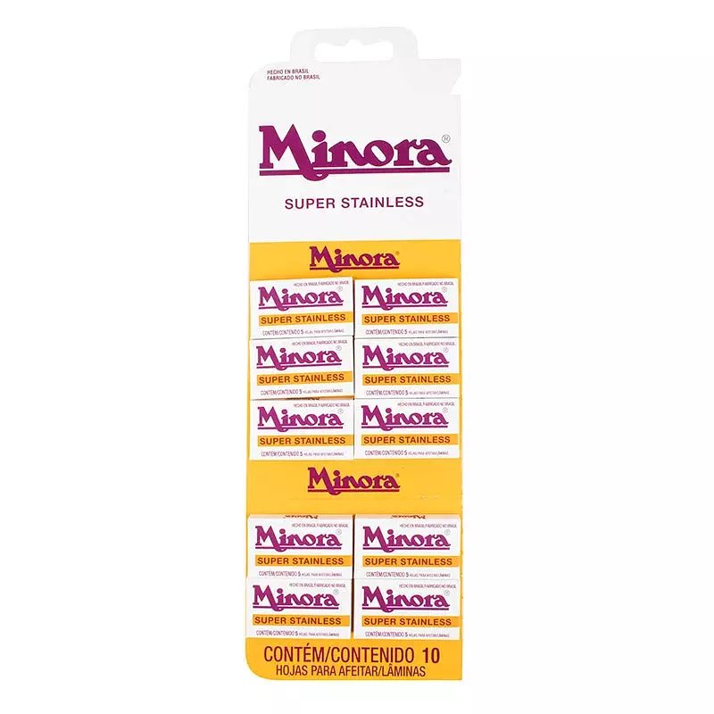 Hojas De Afeitar Minora Cartón X 10
