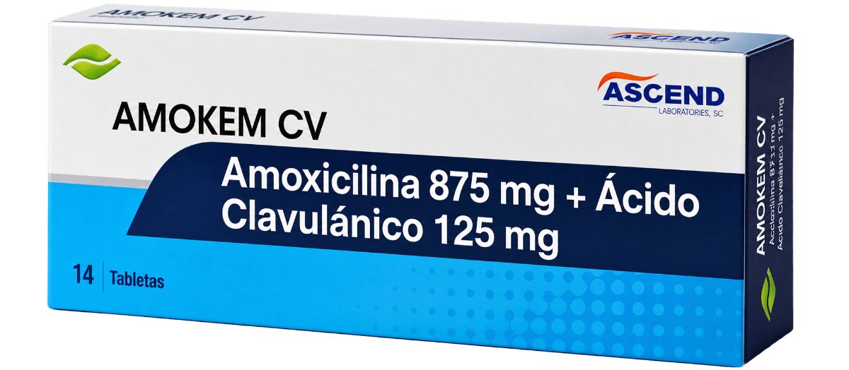 Amokem CV X 14 Tab - Amoxicilina 875mg + Ácido Clavulánico 125mg