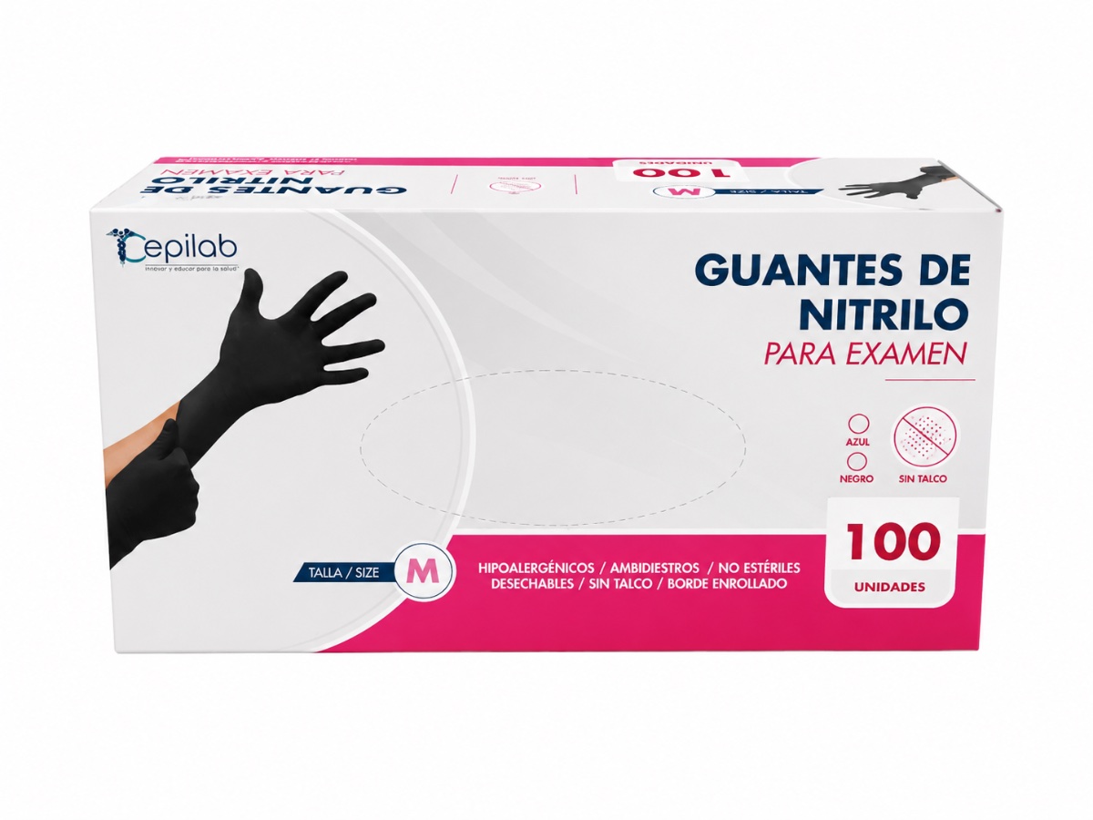 Guante Nitrilo Negro Talla M X 100 Und